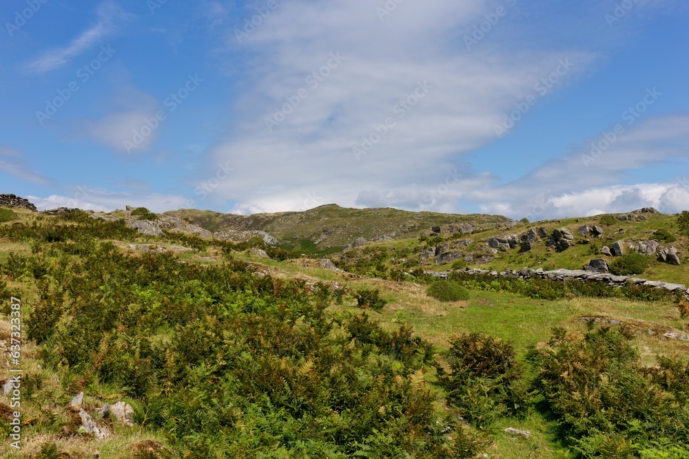 green hills and clouds in Barmouth, UK