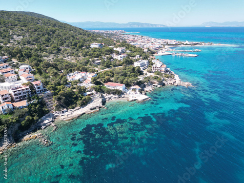 Aerial photo of Agistri on a beautiful spring day