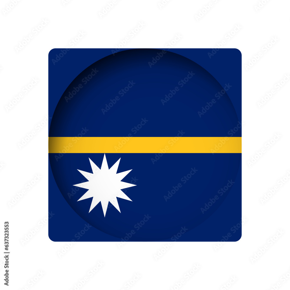 Obraz premium Nauru flag - behind the cut circle paper hole with inner shadow.