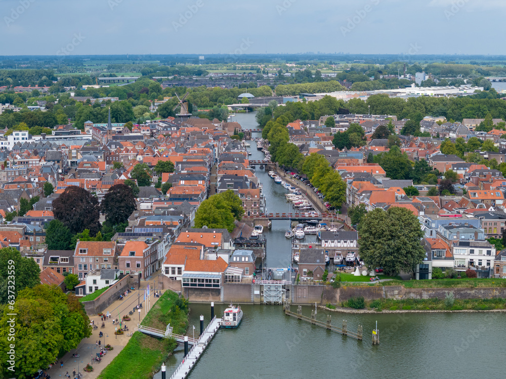 Aerial view of the dutch city named Gorinchem