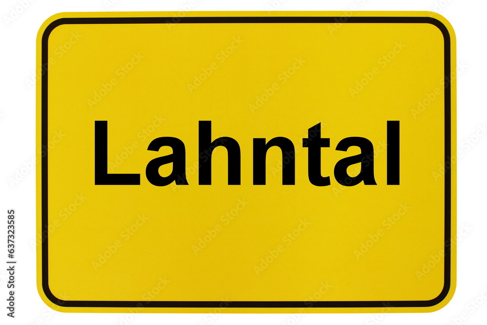 Illustration eines Ortsschildes der Gemeinde Lahntal in Hessen Illustration eines Ortsschildes der Gemeinde Lahntal in Hessen