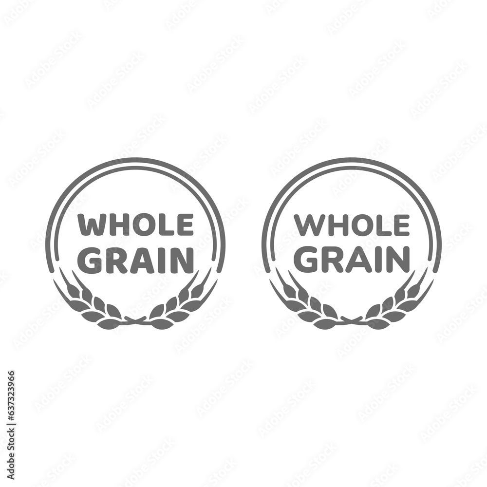 Whole grain vector label set. Wholegrain flour, bread or cereal stamp. Whole grain vector label set. Wholegrain flour, bread or cereal stamp.
