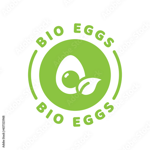 Bio eggs vector label. Organic egg circle icon.