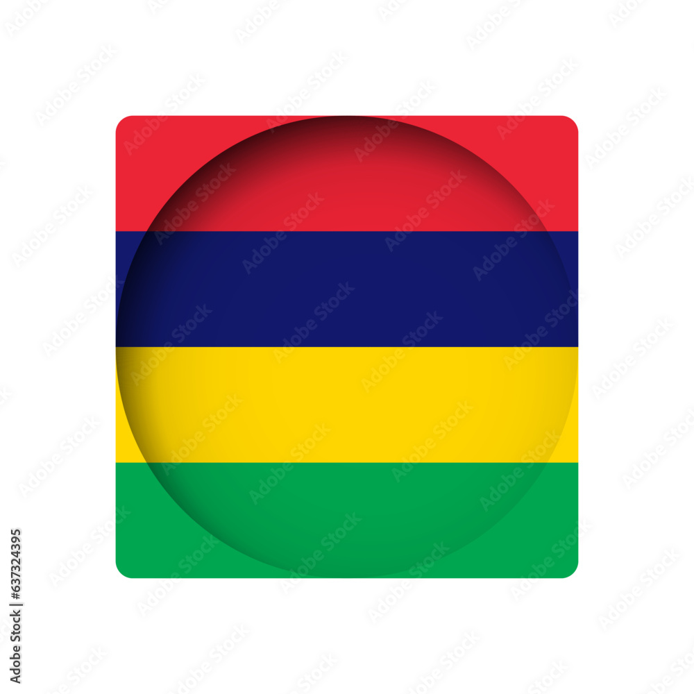 Mauritius flag - behind the cut circle paper hole with inner shadow. Mauritius flag - behind the cut circle paper hole with inner shadow.