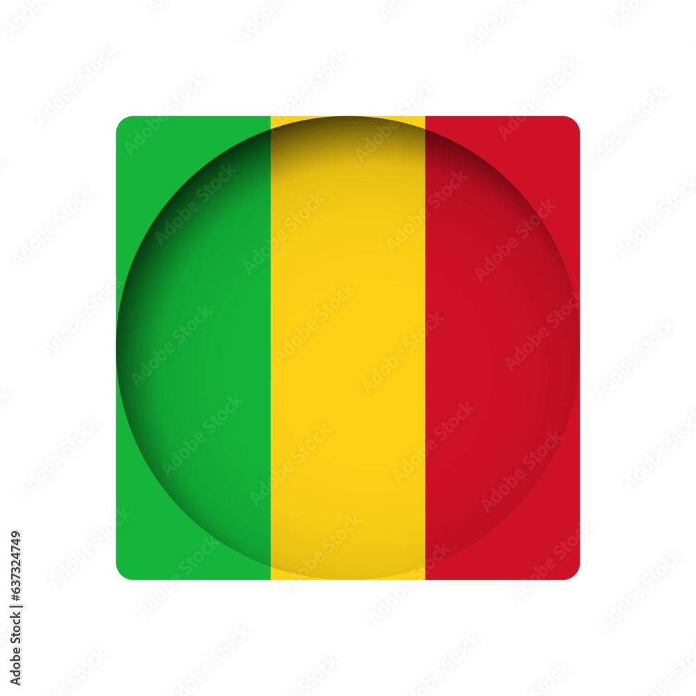 Fototapeta premium Mali flag - behind the cut circle paper hole with inner shadow.