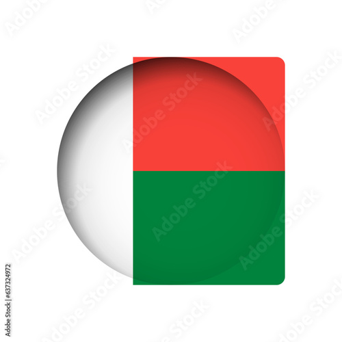 Madagascar flag - behind the cut circle paper hole with inner shadow. Free Download Madagascar flag - behind the cut circle paper hole with inner shadow. - GFXLoad