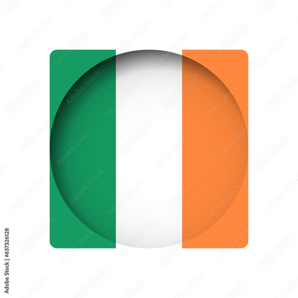 Ireland flag - behind the cut circle paper hole with inner shadow.