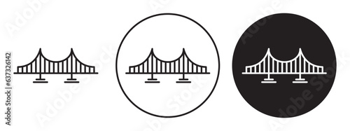 Bridge icon set. river suspension bridge vector line symbol in black color. photo