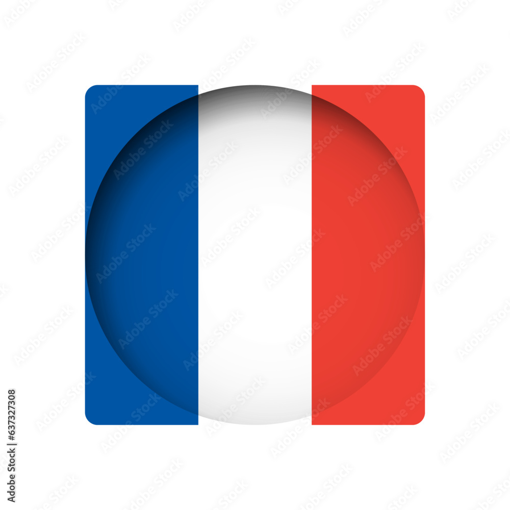 France flag - behind the cut circle paper hole with inner shadow. France flag - behind the cut circle paper hole with inner shadow.