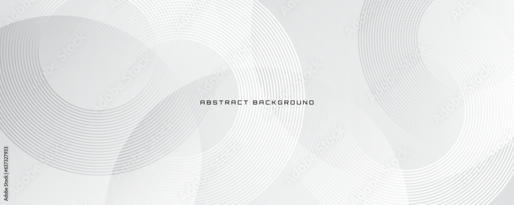 White geometric abstract background overlap layer on bright space with lines effect decoration. Modern graphic design element circles style concept for banner, flyer, card, cover, or brochure