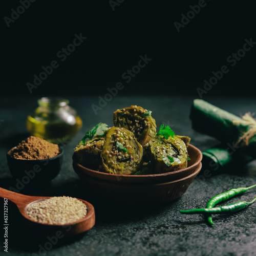 Patra leaf Vegetarian dish from Indian Cuisine