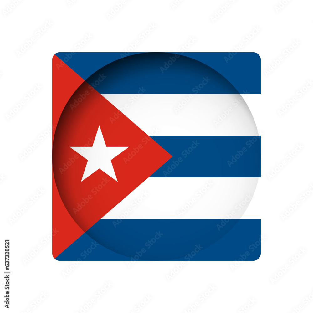 Cuba flag - behind the cut circle paper hole with inner shadow. Cuba flag - behind the cut circle paper hole with inner shadow.