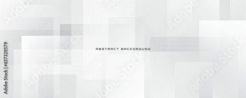 White geometric abstract background overlap layer on bright space with lines effect decoration. Modern graphic design element squares style concept for banner, flyer, card, cover, or brochure