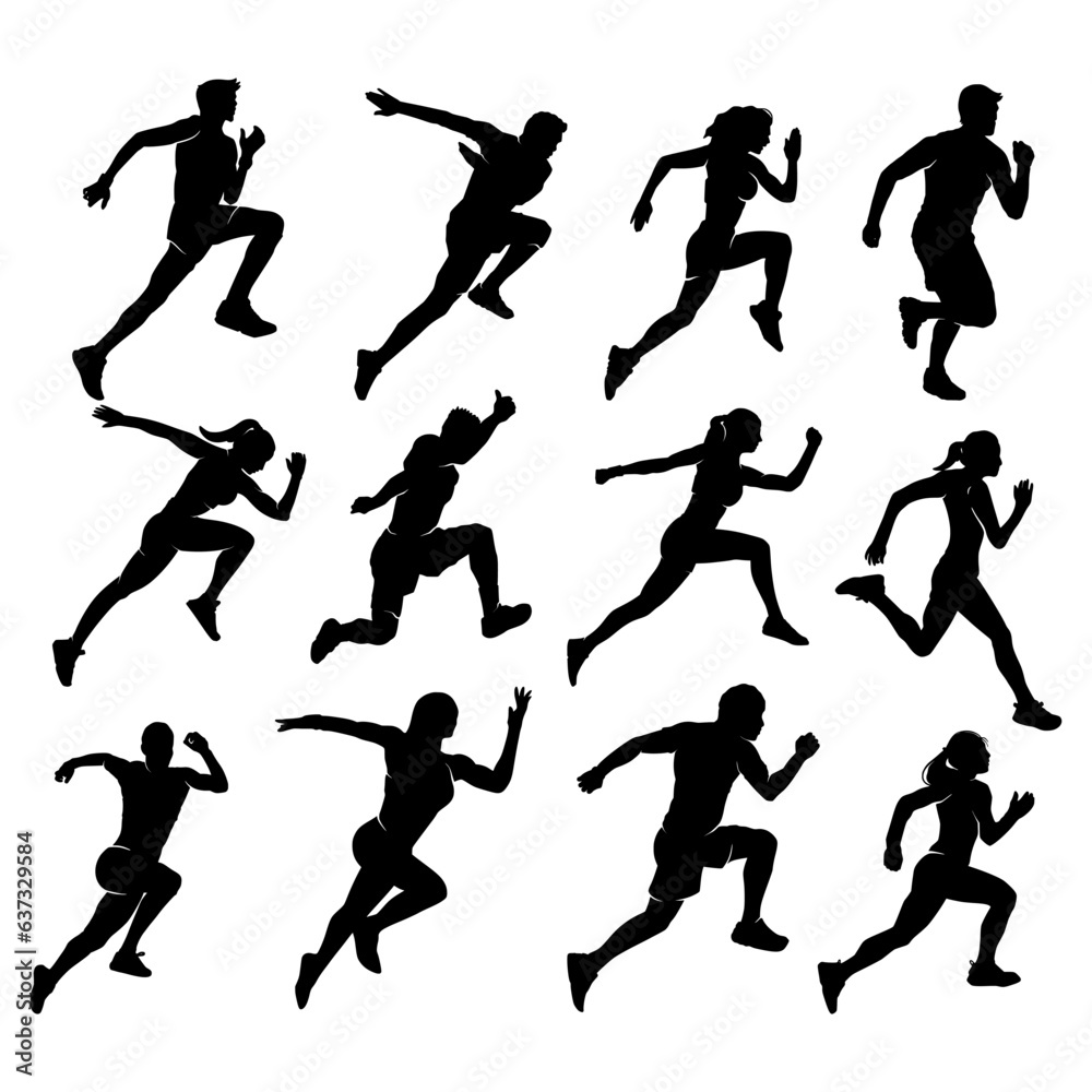 silhouettes of players running silhouettes of players running