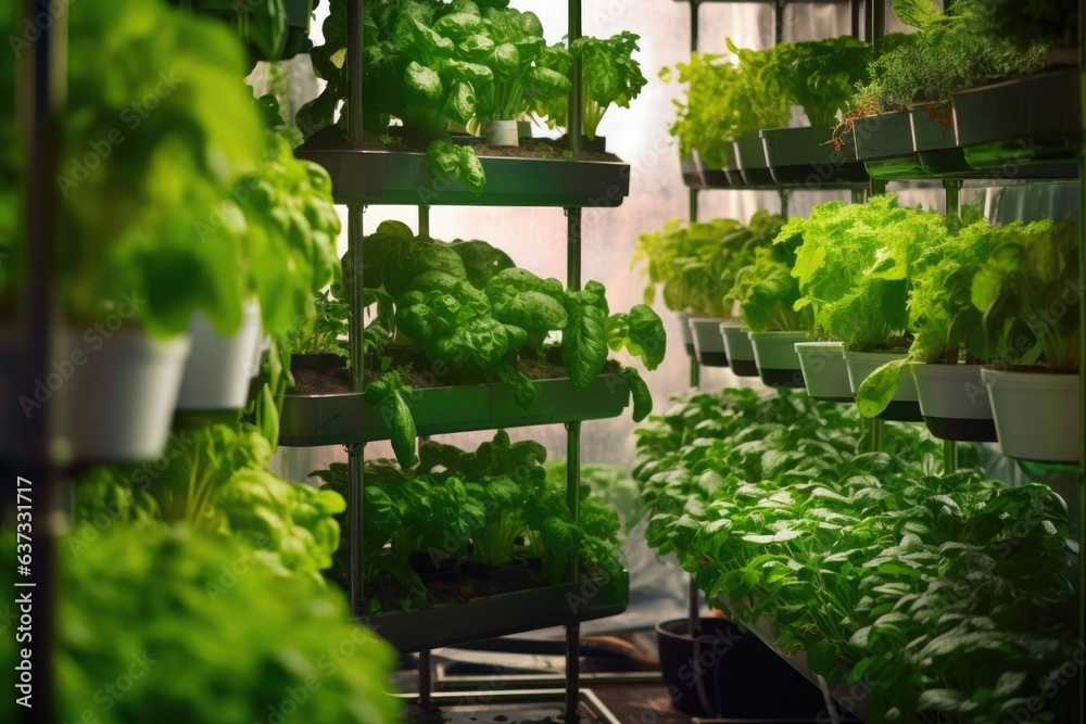 Fototapeta premium close-up of hydroponic systems in urban farm