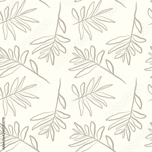 Tropical palm leaves seamless vector illustration pattern background. Design for use all over fabric print wrapping paper and others.