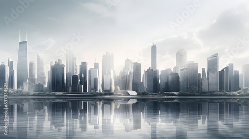 Photo of a bustling metropolitan skyline with towering skyscrapers