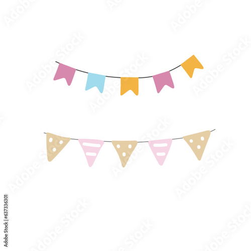 Vector illustration garland flags for the holiday in cartoon style for design of children's rooms