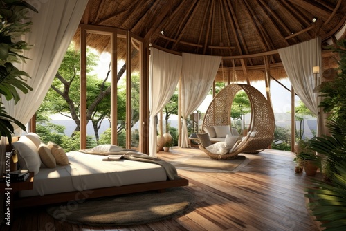 eco hotel made of ecological materials luxury in a warm country for tourism © Aksana