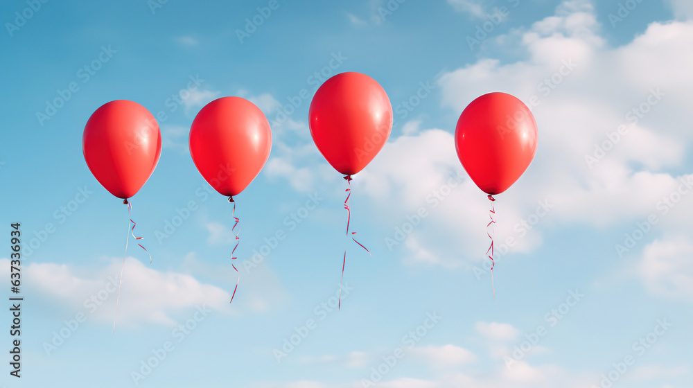 red balloons on sky.Generative Ai