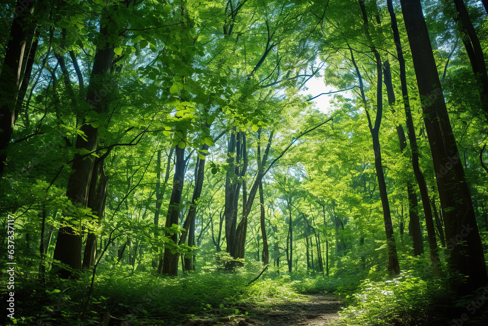 sun rays in forest.Generative Ai sun rays in forest.Generative Ai