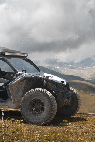 offroad utv side by side buggy in a mountains