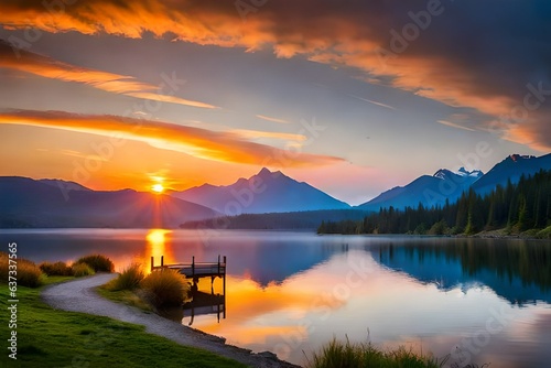 sunrise over lake