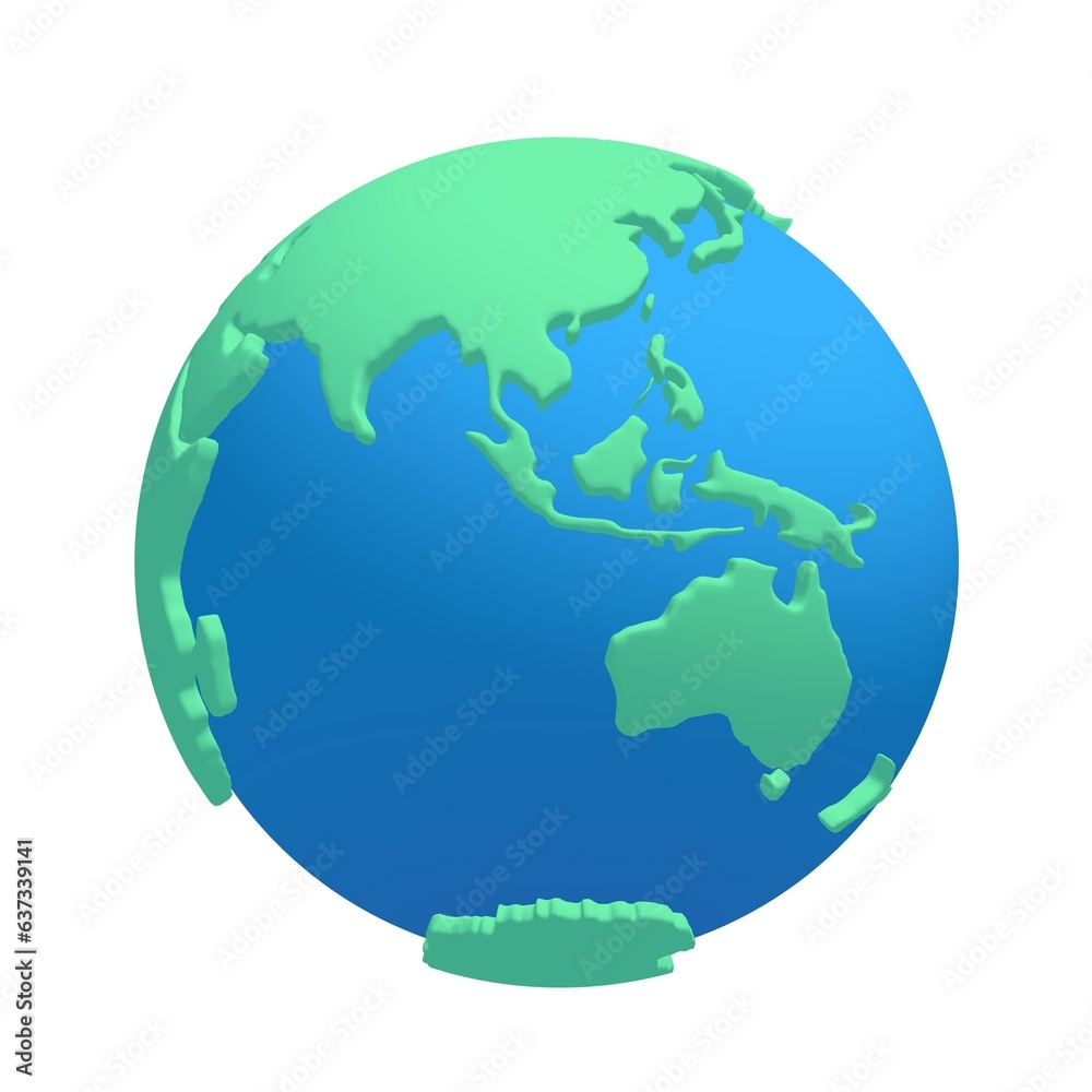Cartoon planet Earth 3d render icon on white background Cartoon planet Earth 3d render icon on white background