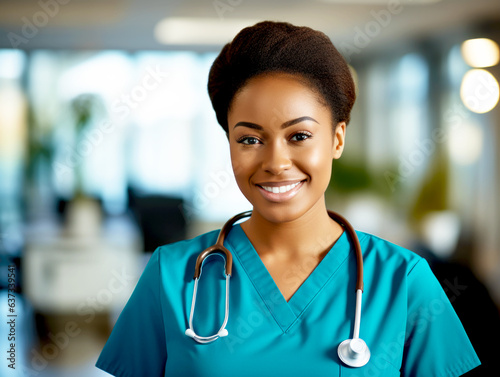 African girl medical school student. The concept of medical education and healthcare. AI generated