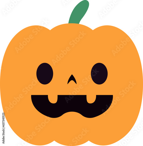 Cute, lovely cartoon pumpkin lantern with Anthropomorphic face for Halloween holiday celebration design concept.