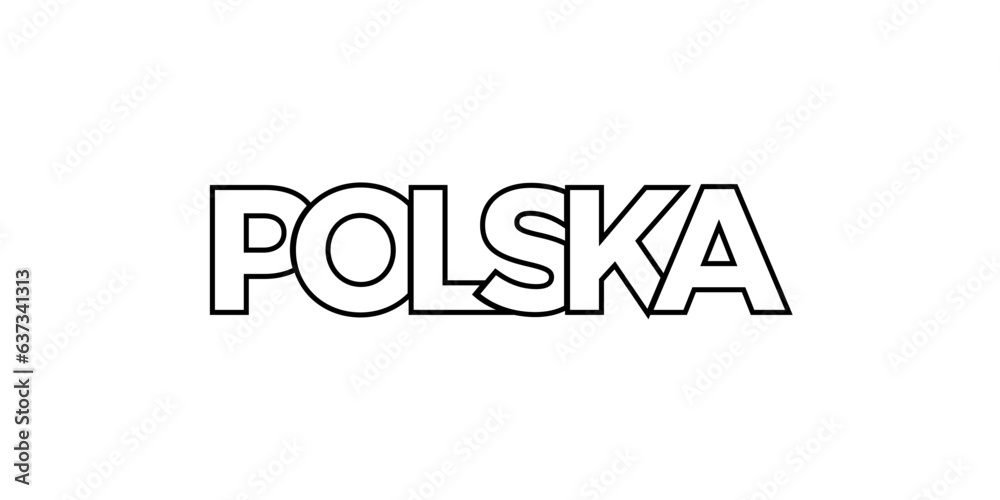 Fototapeta premium Poland emblem. The design features a geometric style, vector illustration with bold typography in a modern font. The graphic slogan lettering.