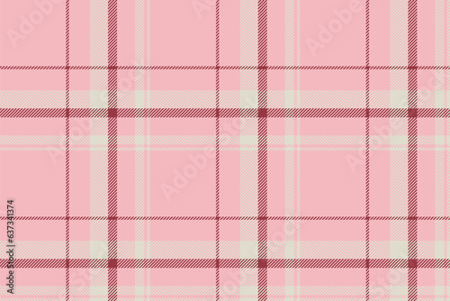 Plaid background, check seamless pattern in pink. Vector fabric texture for textile print, wrapping paper, gift card or wallpaper.