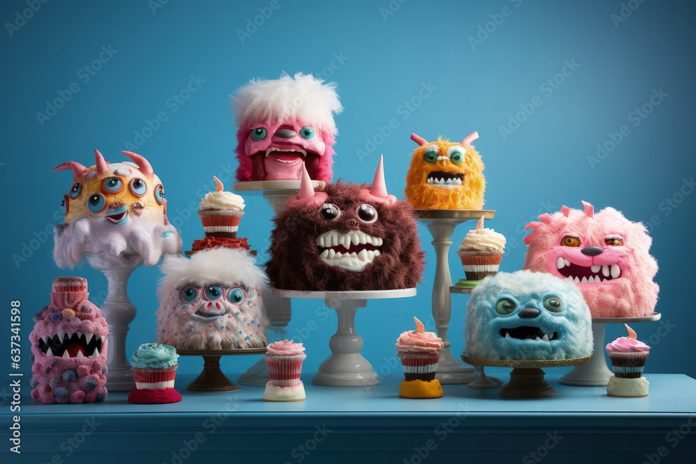 colorful monster cakes
