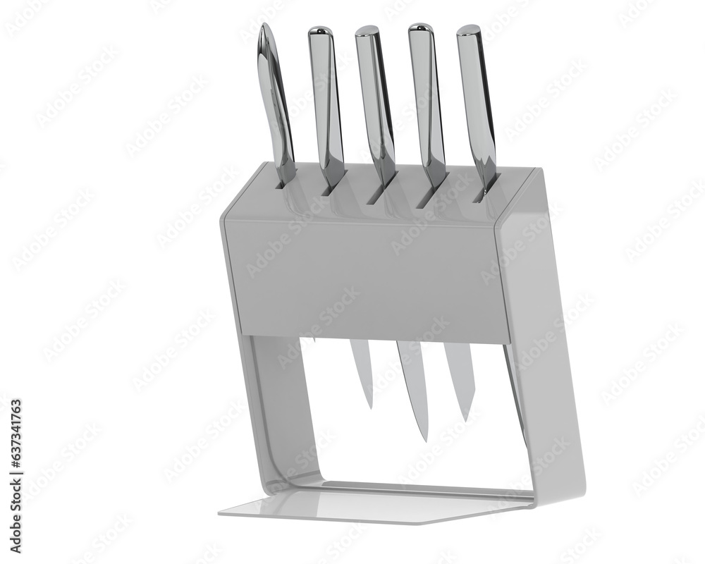 Kitchen knives isolated on transparent background. 3d rendering - illustration Kitchen knives isolated on transparent background. 3d rendering - illustration