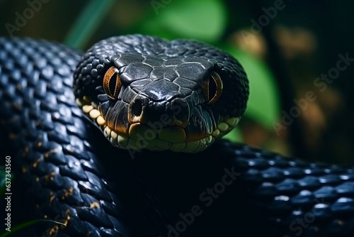 One Black mamba, Dendroaspis polylepis, the dreaded dangerous venomous snake