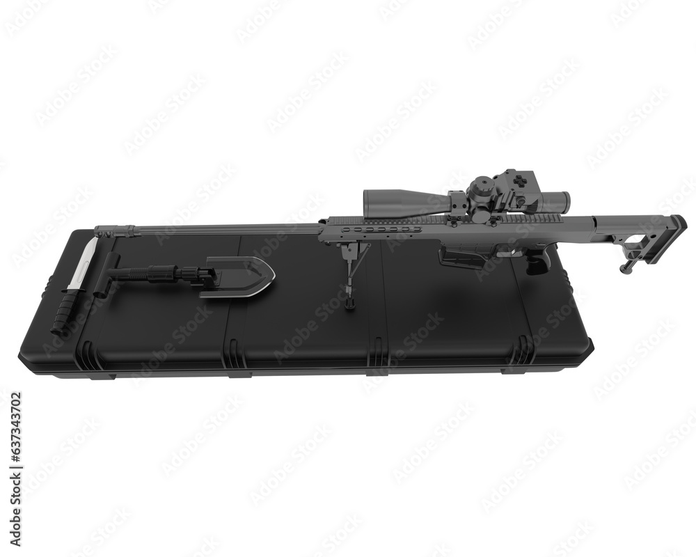 Rifle isolated on white background. 3d rendering - illustration