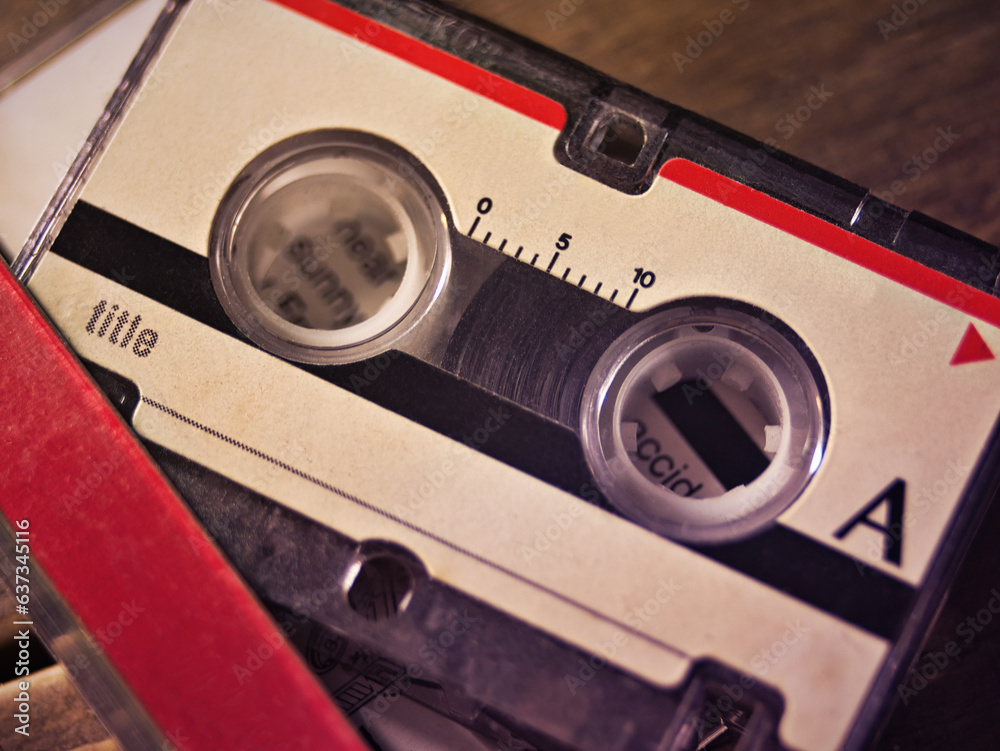 A micro cassette analog tape. An old style small recording