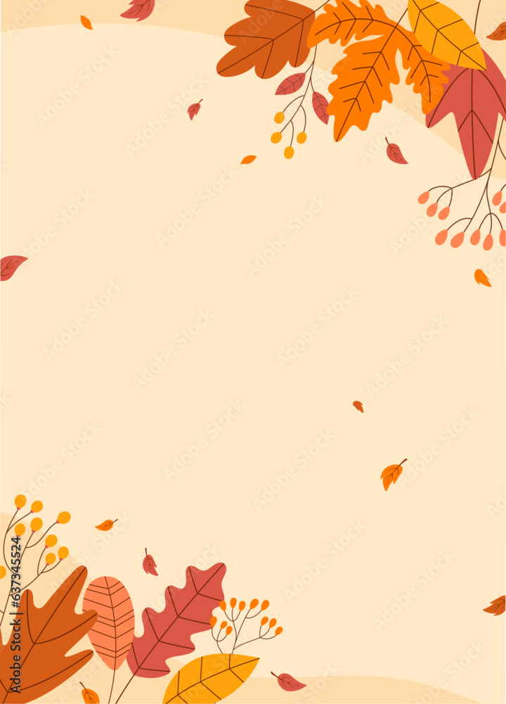 Flat autumn themed portrait vector illustration Flat autumn themed portrait vector illustration