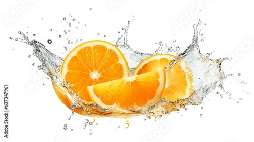 Orange with water splash on white background  Generative AI