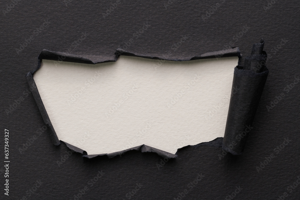 Frame of ripped paper with torn edges. Window for text with copy space ...
