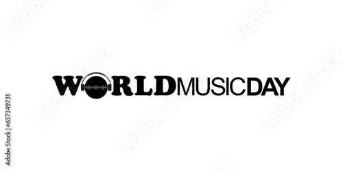 WORLD MUSIC DAY Text Illustration  for Logo Type  Website  Art Illustration  Poster  Banner or Graphic Design Element. Vector Illustration