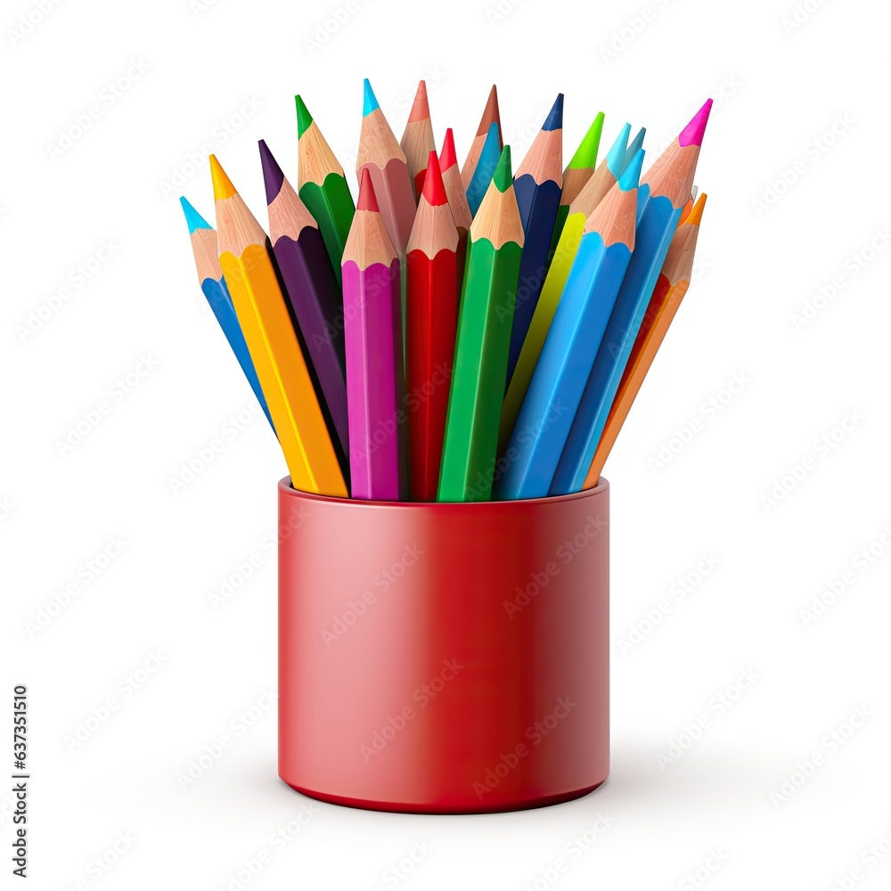 Fototapeta premium Colored pencils 3d illustration - Generative AI.