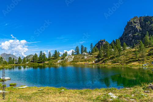 Il lago nero di Rocca la Meja, in alta Valle Maira, nel sud del Piemonte photo