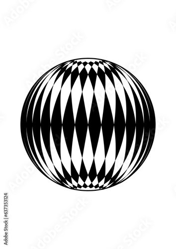 Kugel mit interessantem schwarz-weiß-muster, modern art