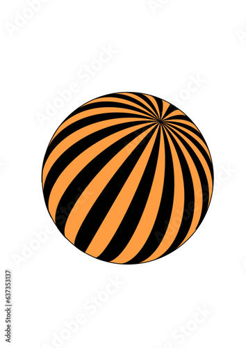 Kugel mit interessantem schwarz-orange
-muster, modern art