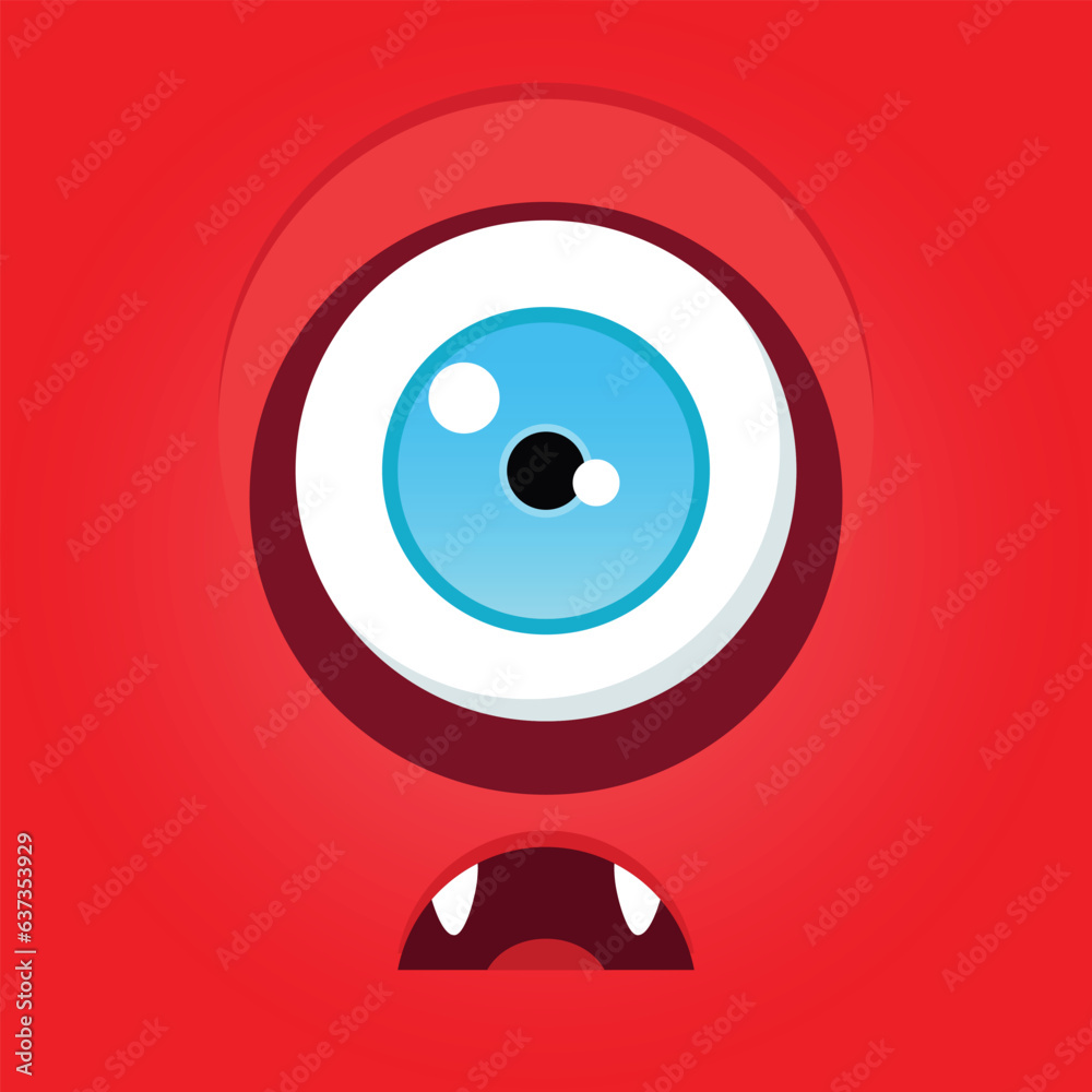 Monster eye. Cartoon illustration of a funny scared monster with one eye. Vector 10 EPS.