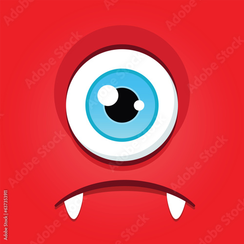 Monster eye. Cartoon illustration of a funny sad monster with one eye. Vector 10 EPS.