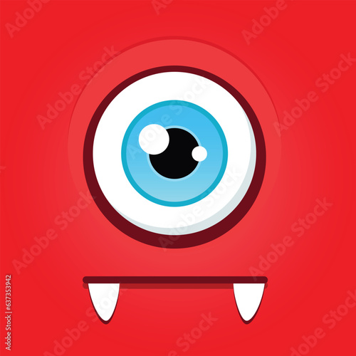 Monster eye. Cartoon illustration of a funny doubting monster with one eye. Vector 10 EPS.