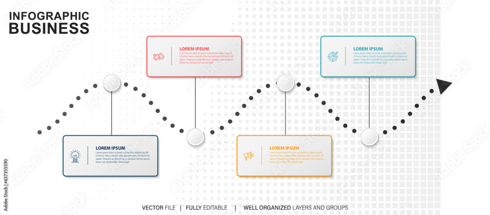 Infographics design template, business concept with 4 steps or options, can be used for workflow layout, diagram, annual report, web design.Creative banner, label vector.
Infographics design template, business concept with 4 steps or options, can be used for workflow layout, diagram, annual report, web design.Creative banner, label vector.