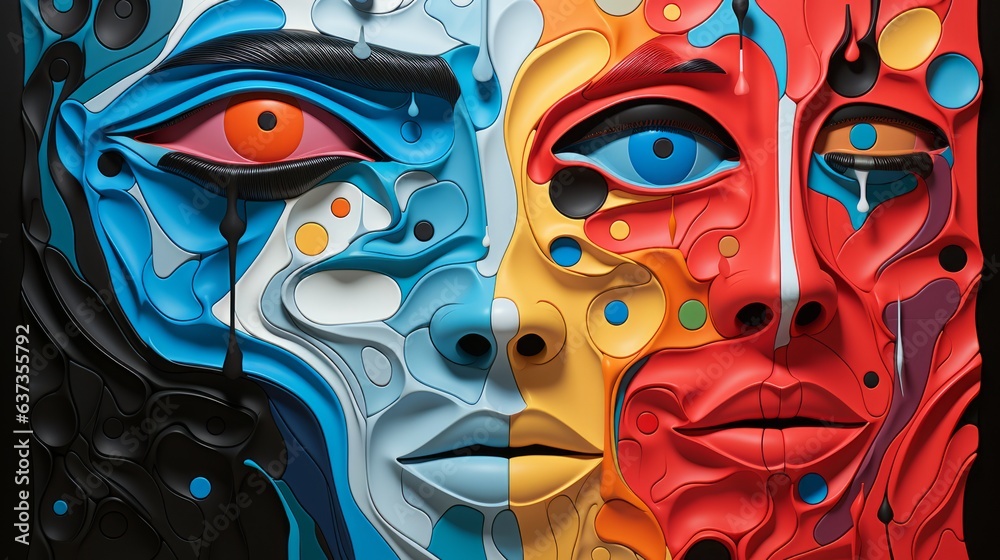 A vibrant amalgamation of art, painting, drawing, and graffiti creates a stunning portrait of emotion and creativity